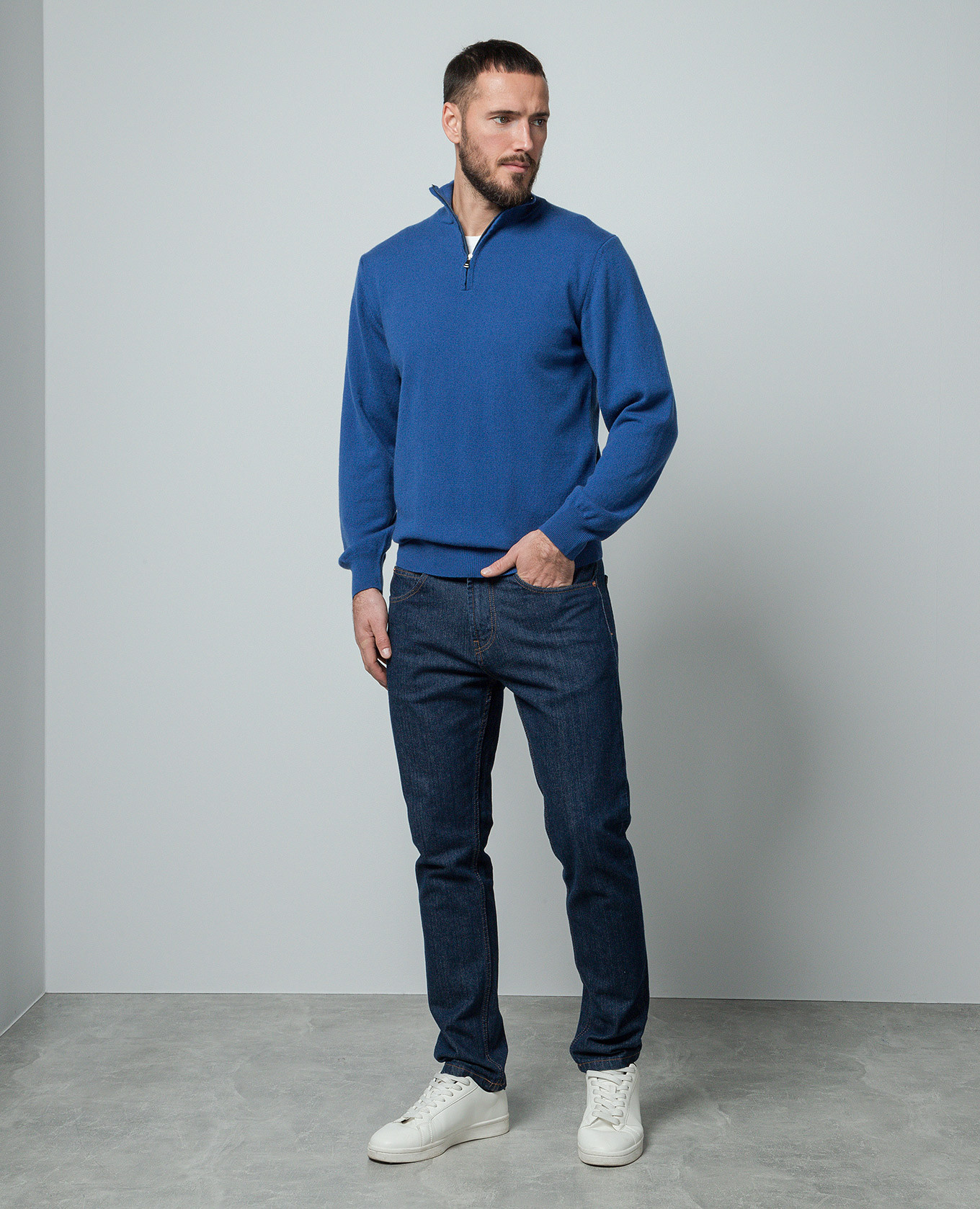 

Blue cashmere jumper with zipper Cashmere&Whiskey