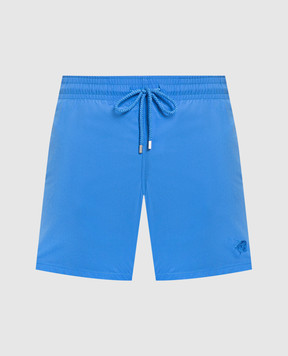 Vilebrequin Blue swim shorts with Piranhas logo embroidery MOOU3D17