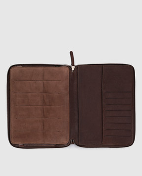 Brunello Cucinelli Brown leather document folder with logo MWBPU190