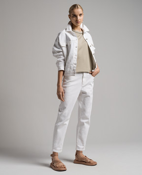 Brunello Cucinelli Khaki t-shirt with monil chain M0T81EL330