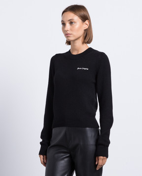 Palm Angels Black sweater with logo embroidery PWHE051F23KNI001