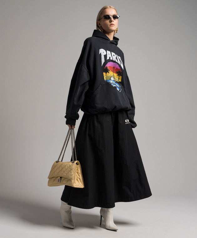 Balenciaga - Black hoodie with PARIS TROPICAL print