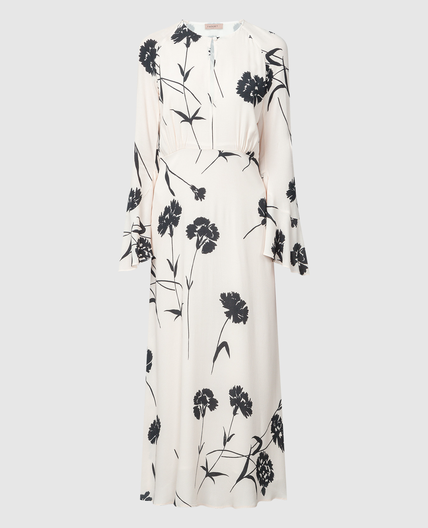 

Beige dress with a floral print Twinset, Бежевый