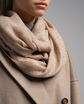 Brunello Cucinelli Beige stole made of cashmere and silk with sequins MSCDVSW03