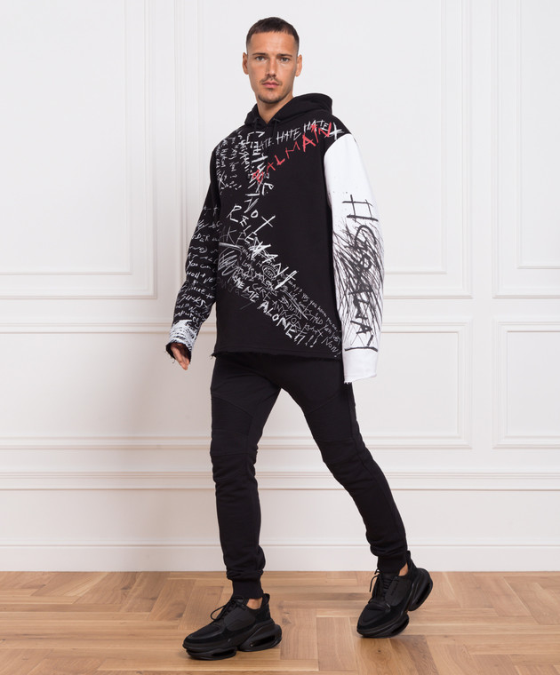 Balmain graffiti hoodie sale