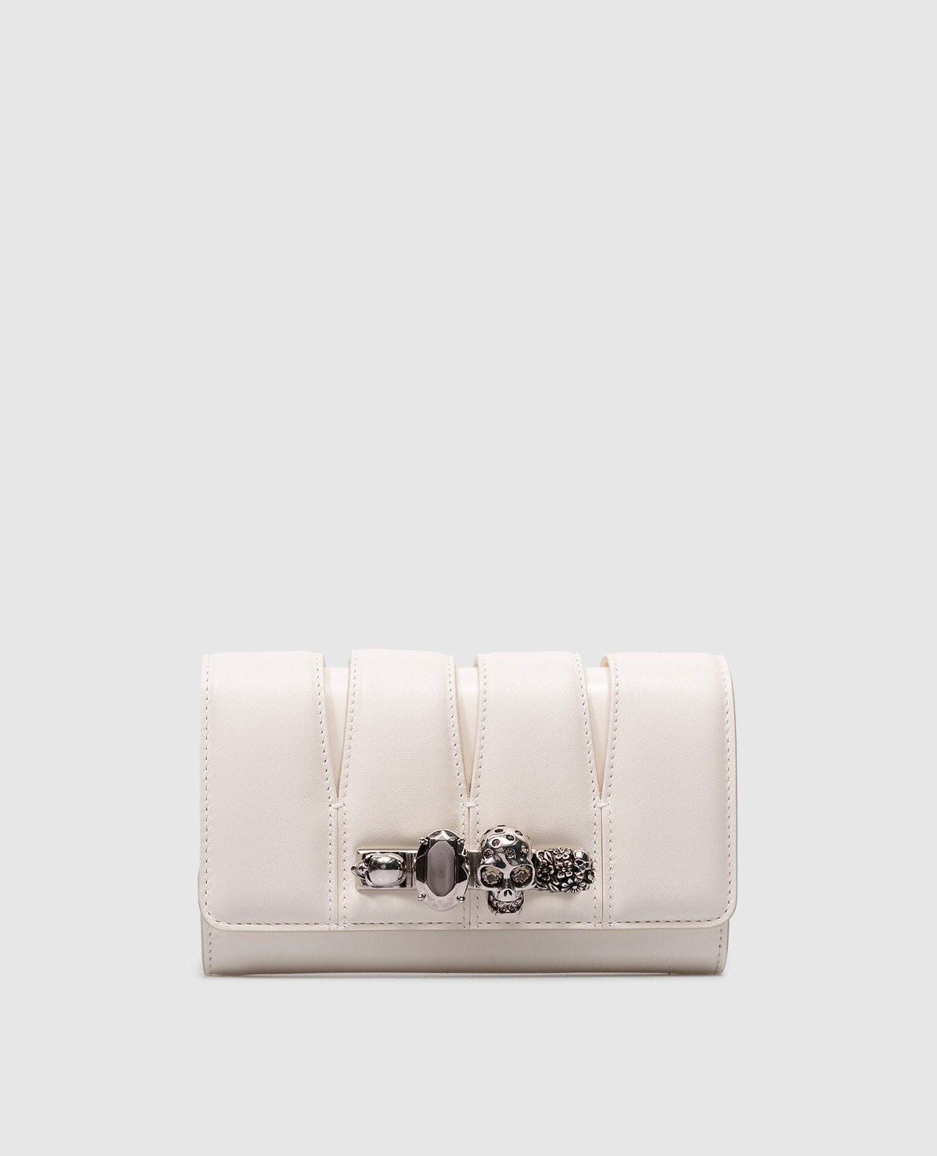 

The Slash white leather clutch with metal knuckle Alexander McQueen
