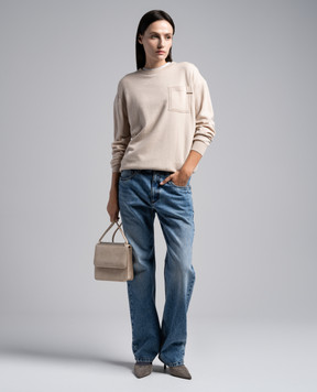 Brunello Cucinelli Beige cashmere jumper with monil chain M12186700