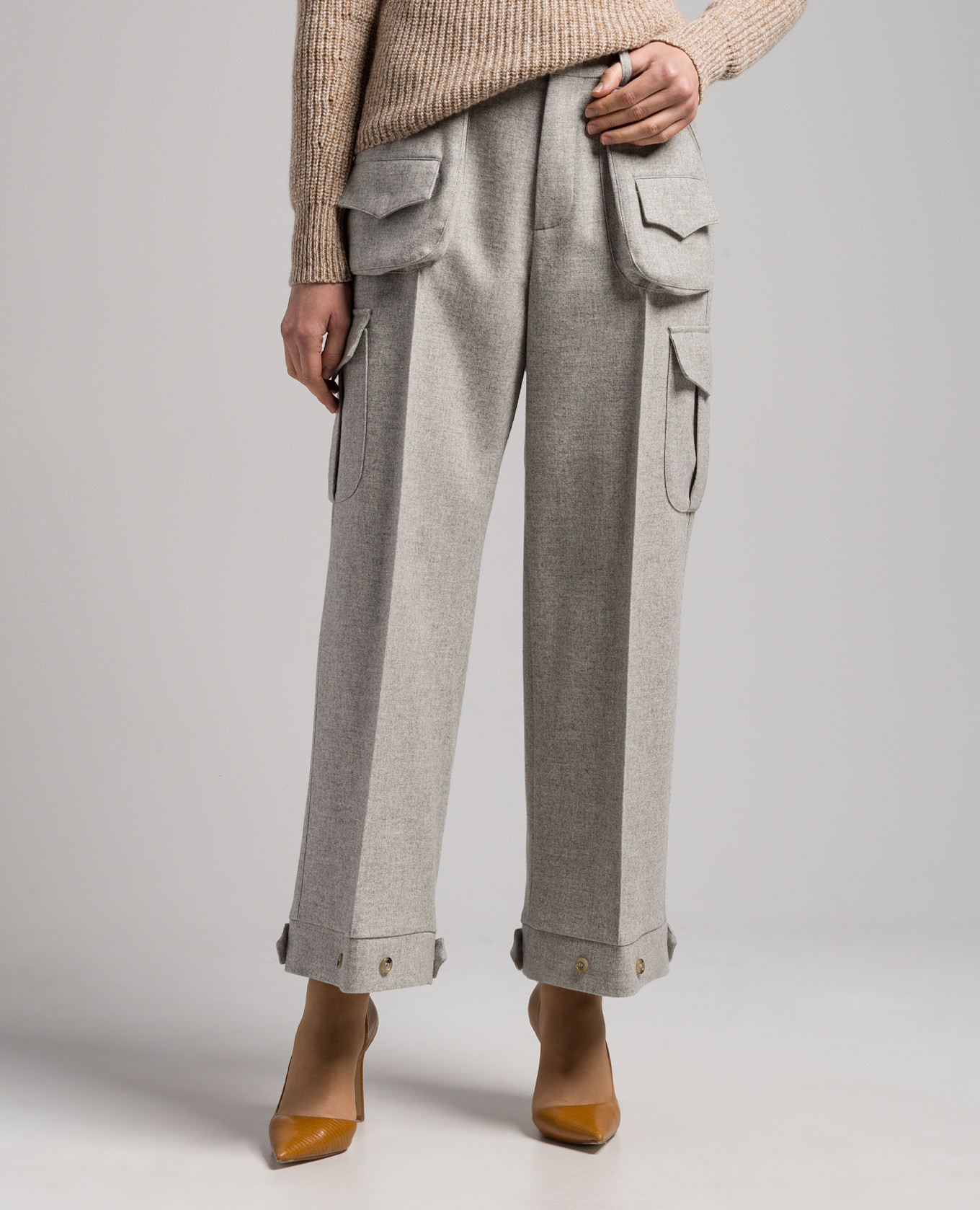 Gray melange wool cargo pants Ermanno Scervino 3