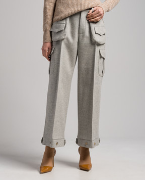 Ermanno Scervino Gray melange wool cargo pants D436P720HFE