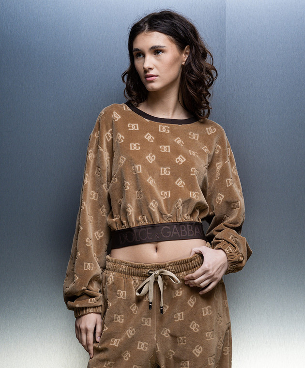 Dolce&Gabbana - Brown logo monogram sweatshirt F9R09TFJ7DL - shop
