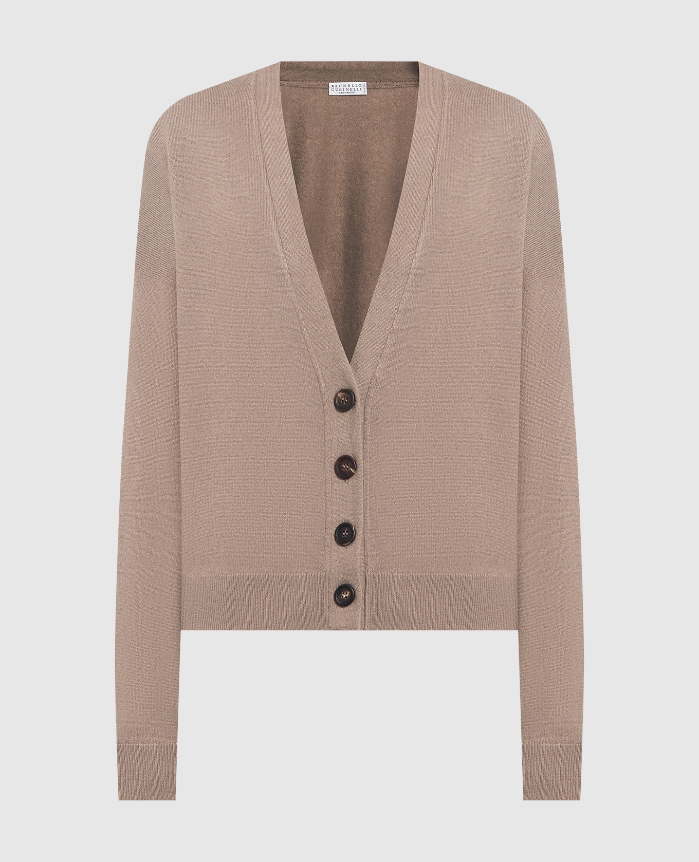 

Brown cashmere cardigan with monil chain Brunello Cucinelli, Коричневый