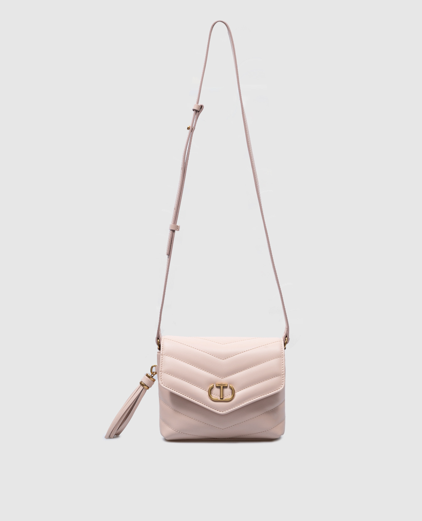 

Beige quilted bag with metallic logo Twinset, Бежевый