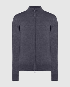 Cashmere&Whiskey Blue logo-engraved wool cardigan 97396