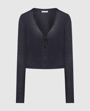 Brunello Cucinelli Blue striped cardigan with lurex M41822906P
