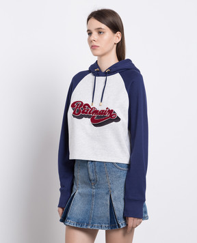Balmain Gray hoodie with logo BF1JP035BC47