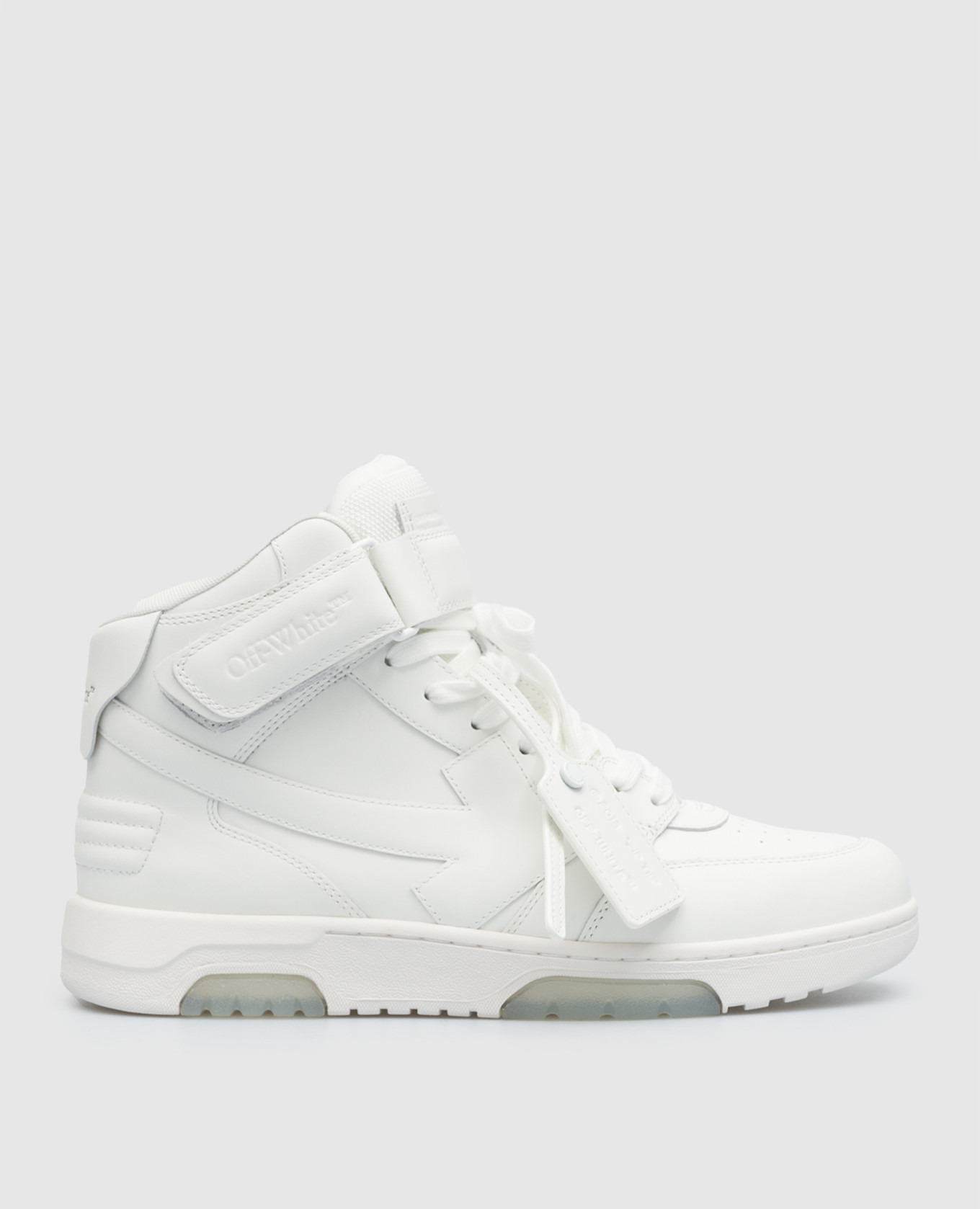 Out of office white leather high top with logo off-white