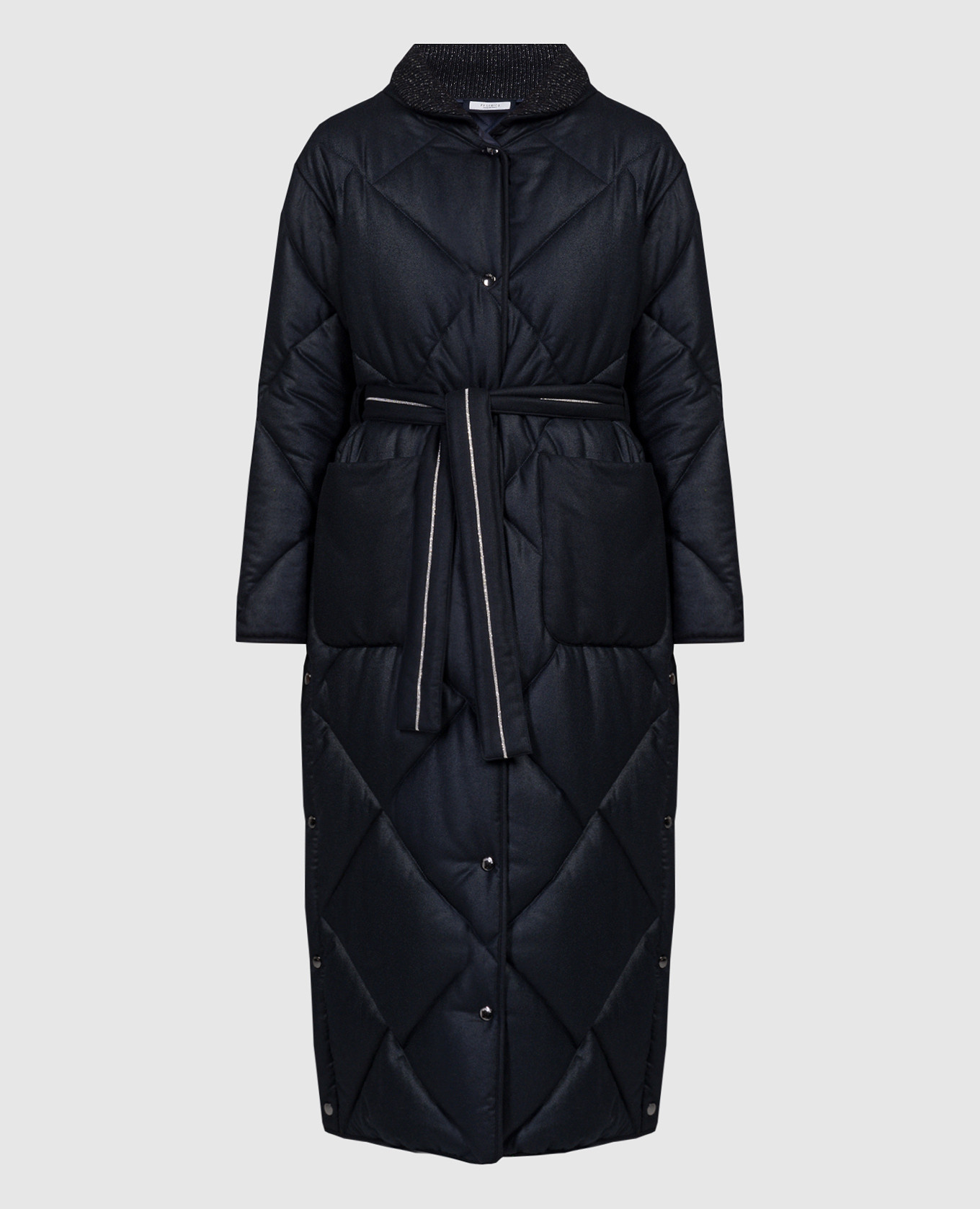 

Blue quilted coat with monil chain Peserico