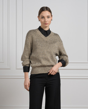 Brunello Cucinelli Brown melange sweater with wool and lurex MLE727602