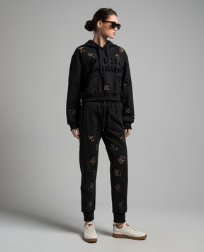 Dolce&Gabbana Black joggers with logo embroidery FTCP7ZGDB9U