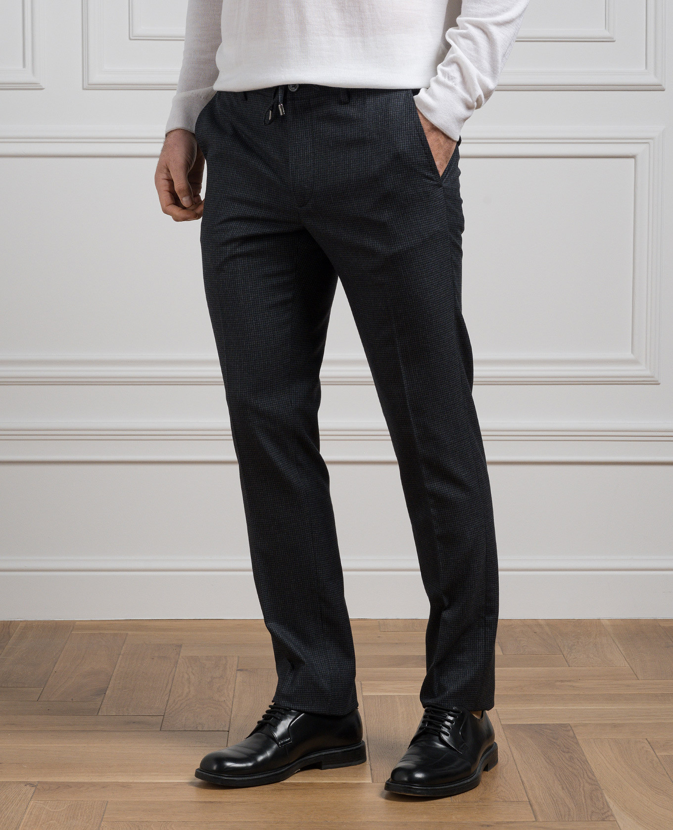

Gray checked wool trousers with metallic logo Stefano Ricci, Grey