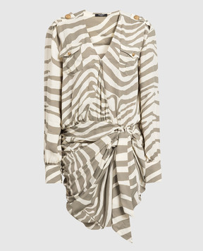 Balmain Beige dress in animalistic print AF1R9130VC81