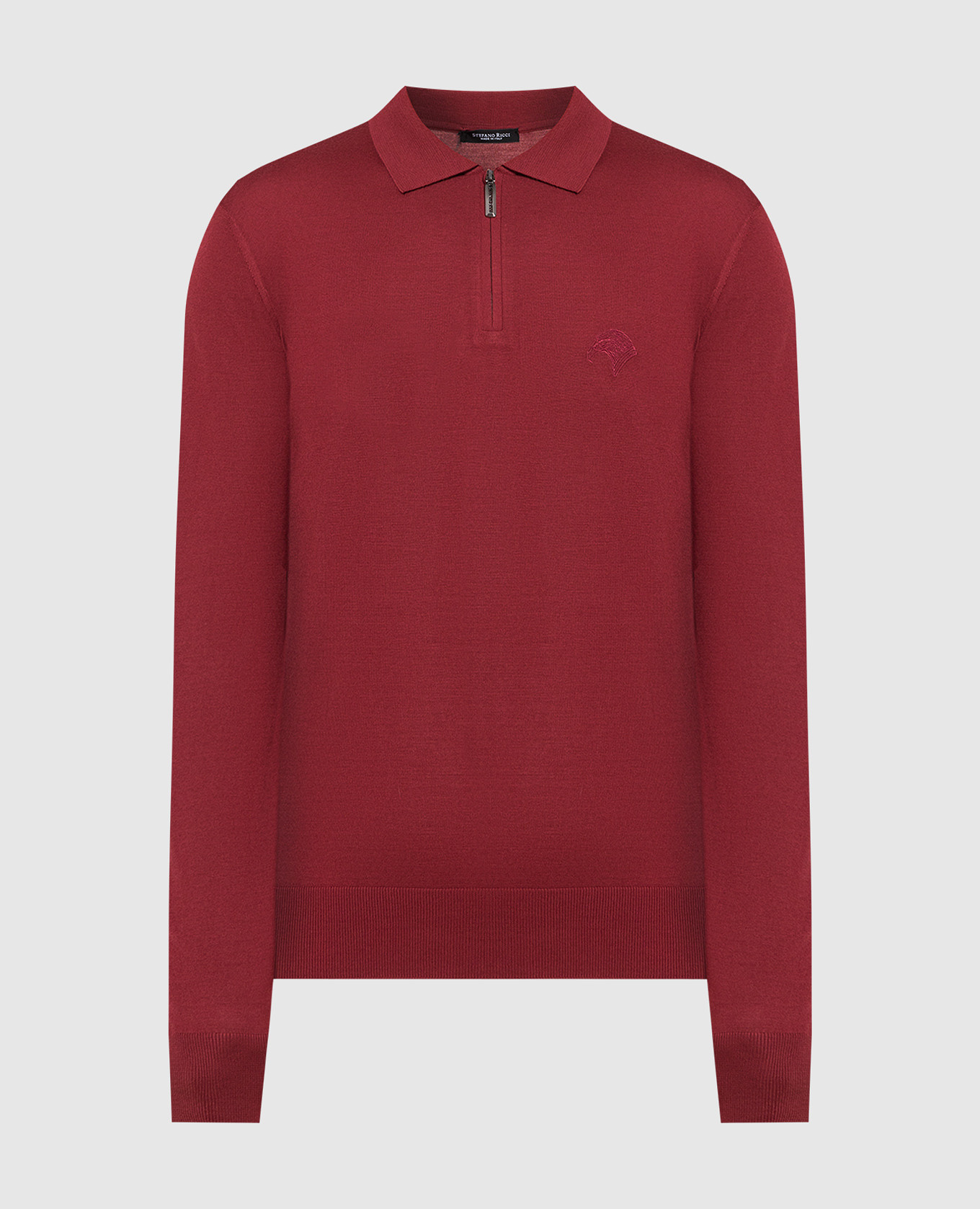 

Burgundy wool polo shirt with logo embroidery Stefano Ricci
