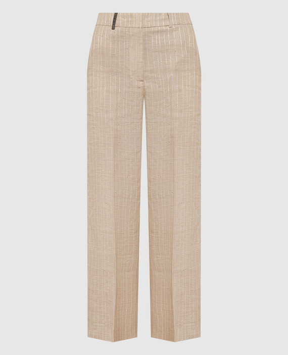 パンツ Peserico Relaxed Fit Beige Trousers With Cuffed Hem Peserico - Stretch cotton trousers Beige - The Corner