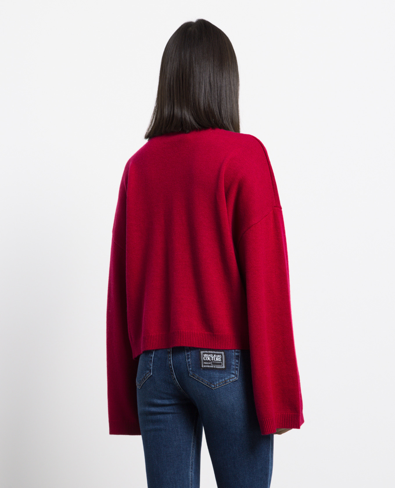 Burgundy jumper with logo embroidery Versace Jeans Couture 4