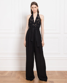 Brunello Cucinelli Black jumpsuit with crochet MH126SU399