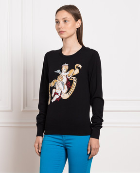 Dolce&Gabbana Black wool and silk jumper with a pattern FX182TJAMNF