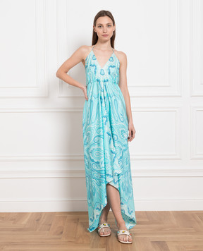 Etro Blue paisley print silk dress D126634641
