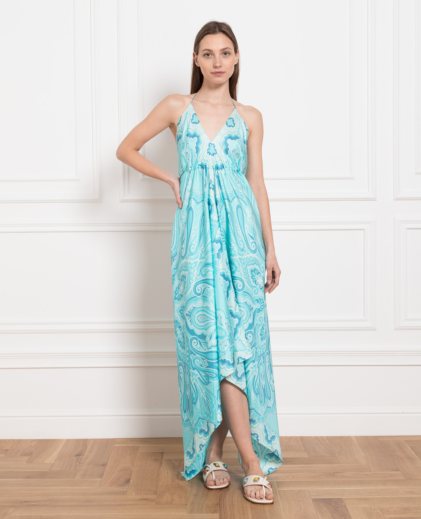 

Blue paisley print silk dress Etro, Light blue