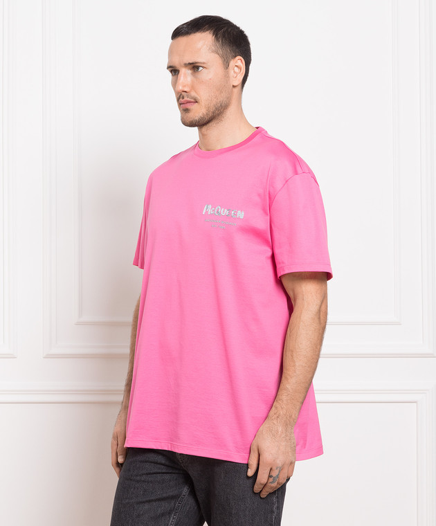 Tシャツ・カットソー alexander mcqueen Alexander McQueen Shirts Pink Alexander McQueen - Pink t-shirt with logo embroidery