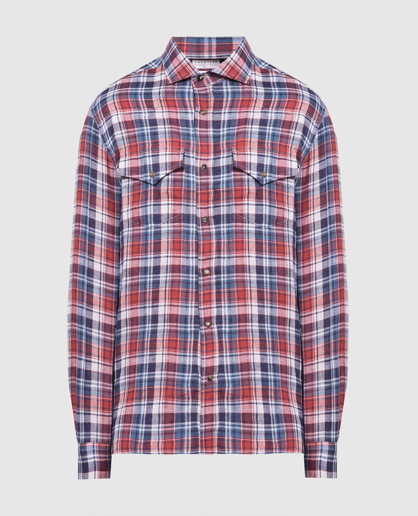 

Checkered linen shirt Brunello Cucinelli, White