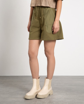 Balmain Khaki shorts with metallic logo AF1OA045MC22