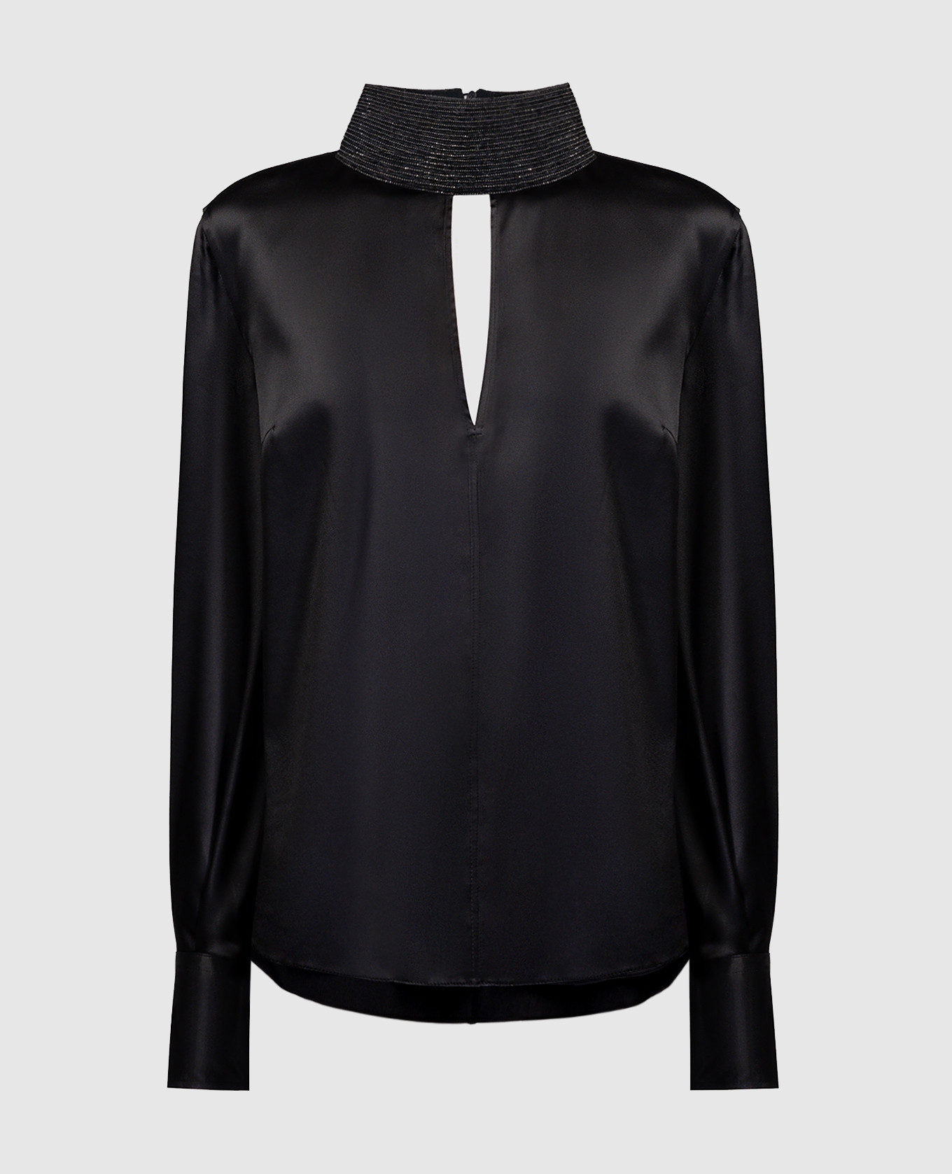 

Black silk blouse with monil chain Brunello Cucinelli, Черный