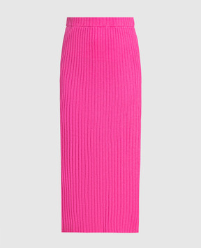 Allude Pink ribbed cashmere midi skirt 23511143