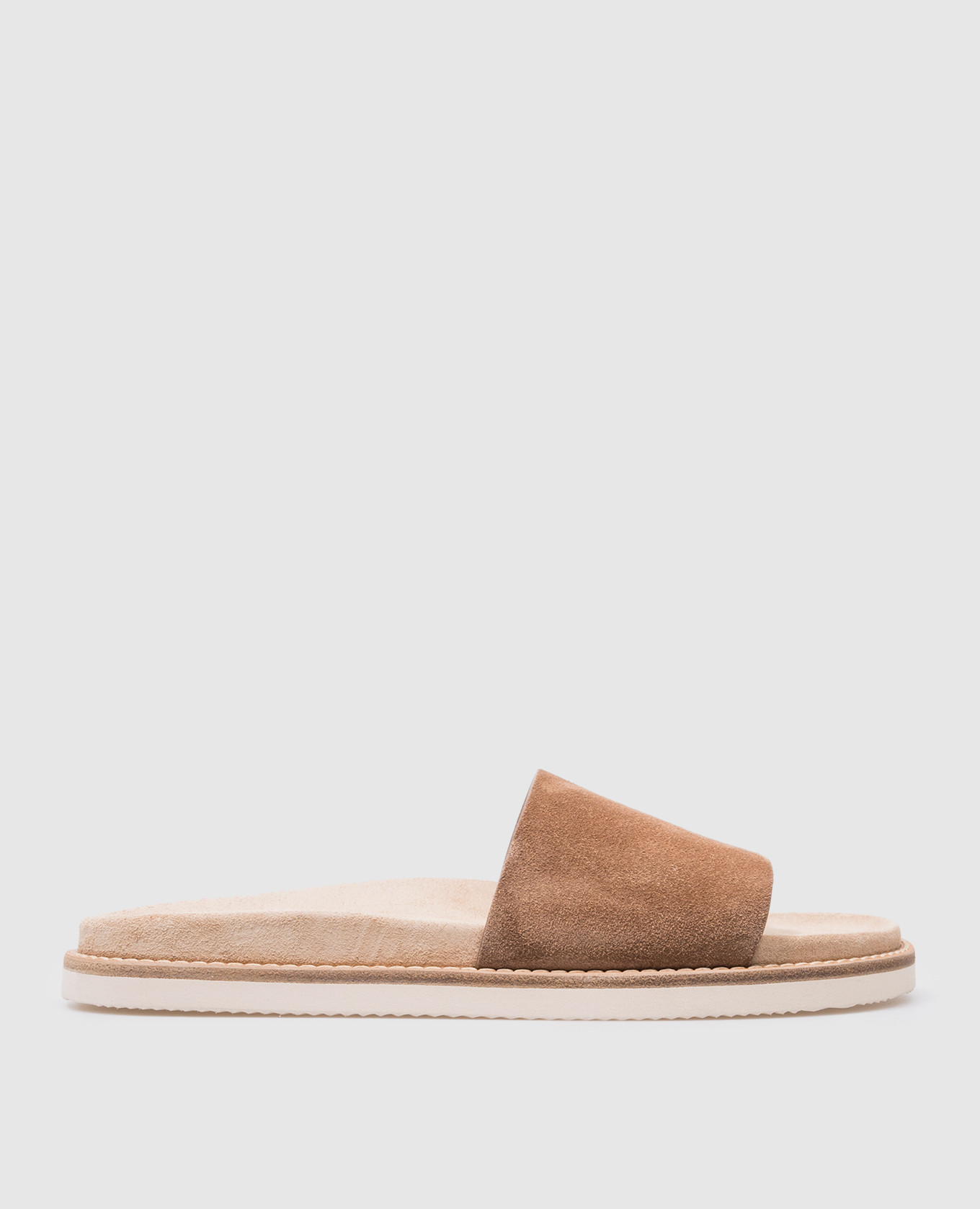 Brown suede flip-flops brunello cucinelli