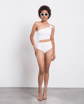 Maygel Coronel White swimsuit with appliqué LINA