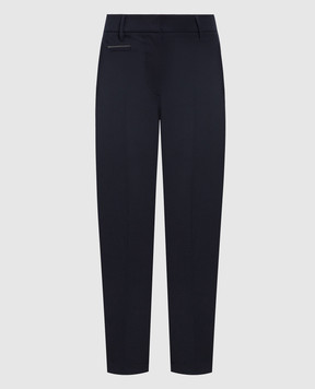 Brunello Cucinelli Blue pants with monil chain MP526P8396