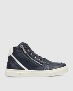 Stefano Ricci Children's dark blue deerskin sneakers YRU543G806SKVH