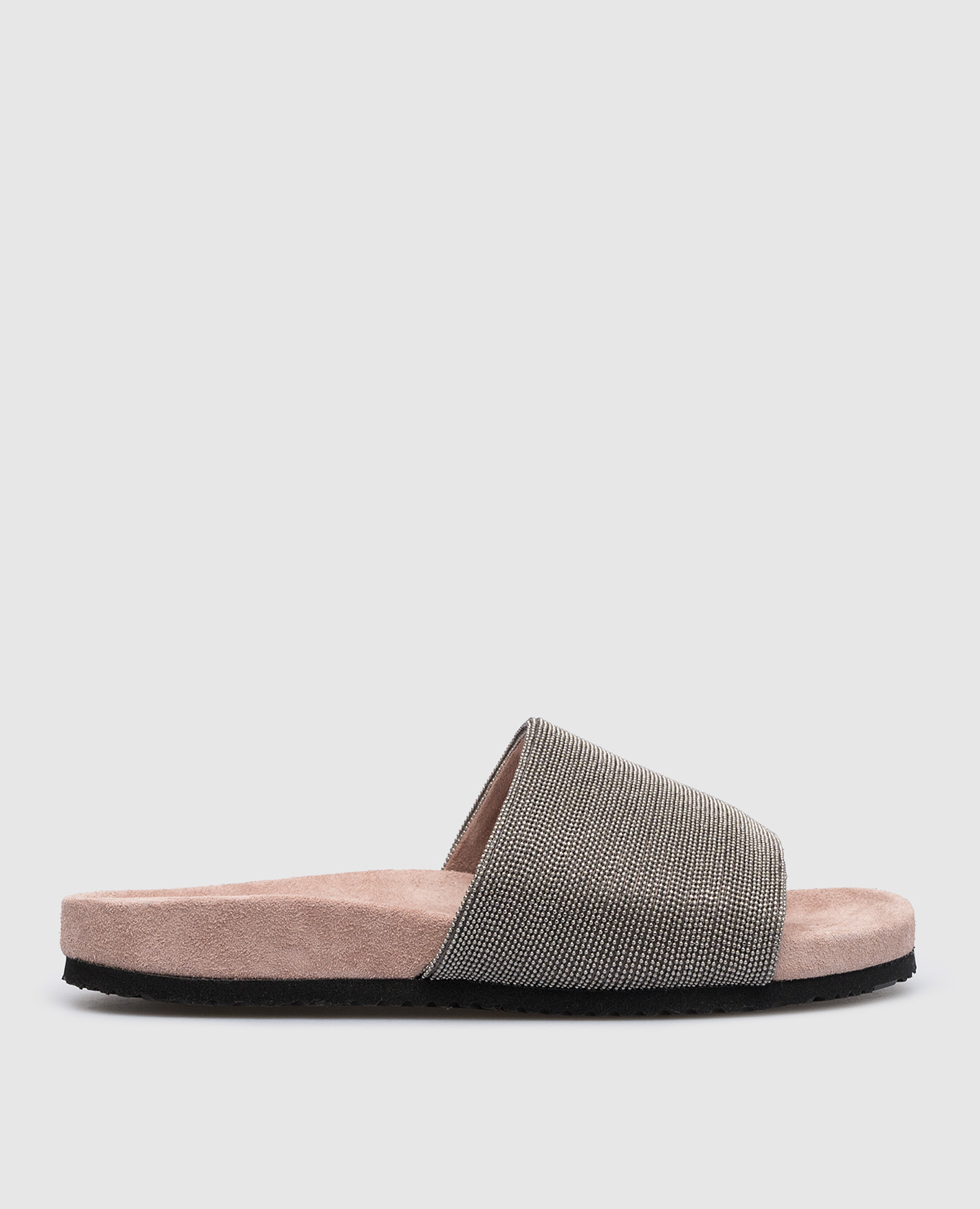 Children's silver flip flops with monil chain brunello cucinelli
