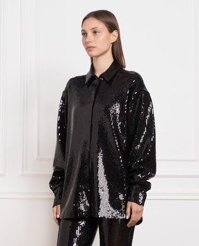 David Koma Black shirt with sequins SS23DK23T