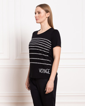 Marina Rinaldi Black t-shirt with a contrasting print VANIA