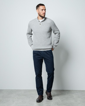 Cashmere&Whiskey Gray striped wool and cashmere jumper PL104