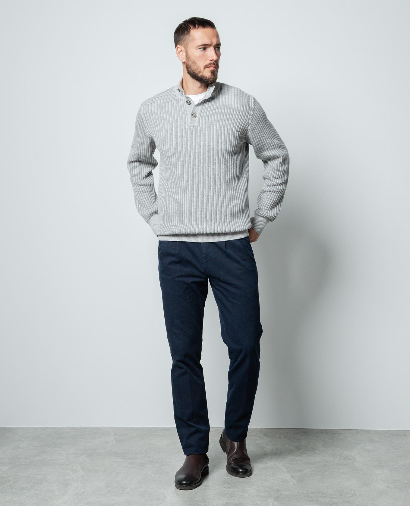 Gray striped wool and cashmere jumper Cashmere&Whiskey 2