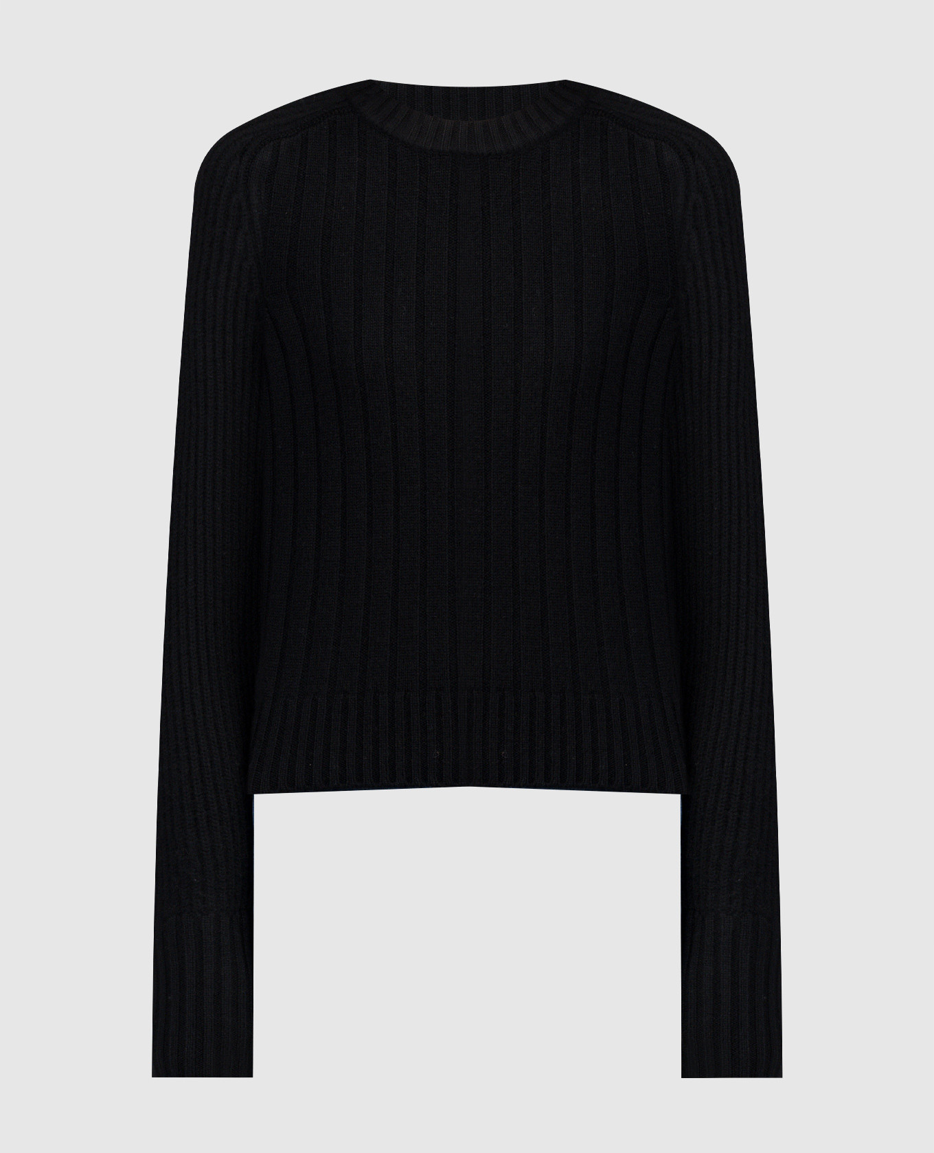 Black ribbed wool and cashmere sweater co