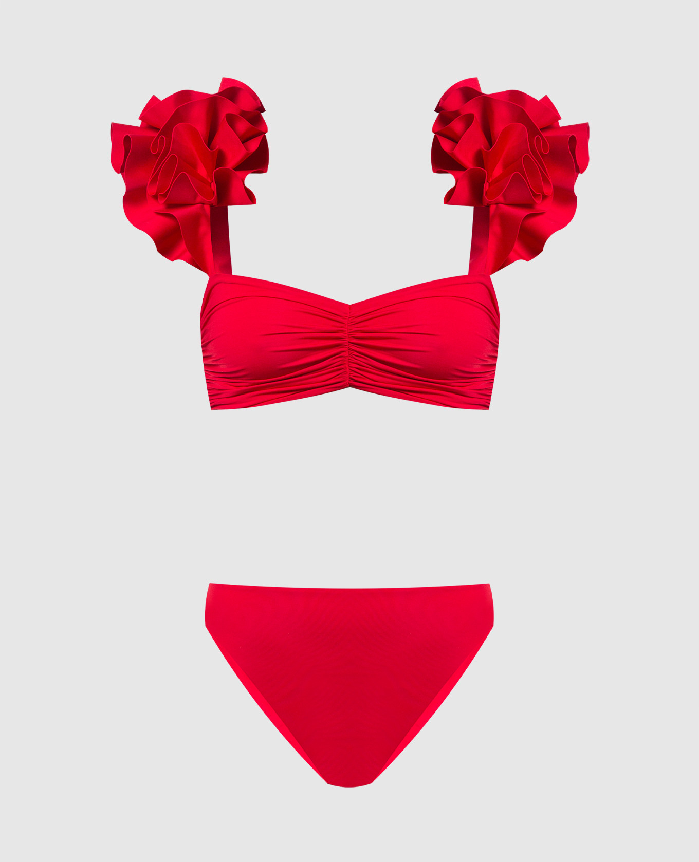Red swimsuit with ruffles maygel coronel