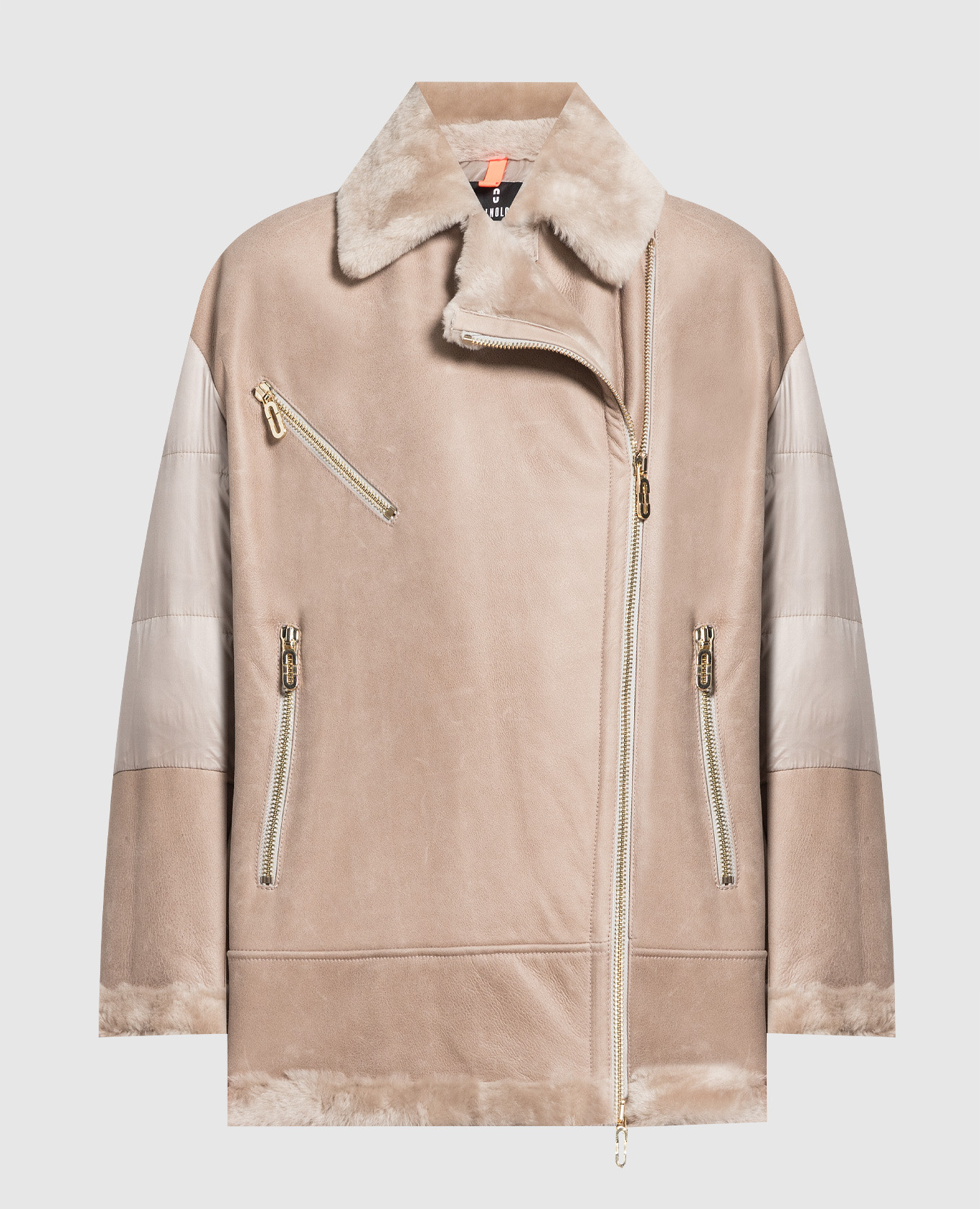 

Beige combined down jacket with logo Stilnology, Бежевый