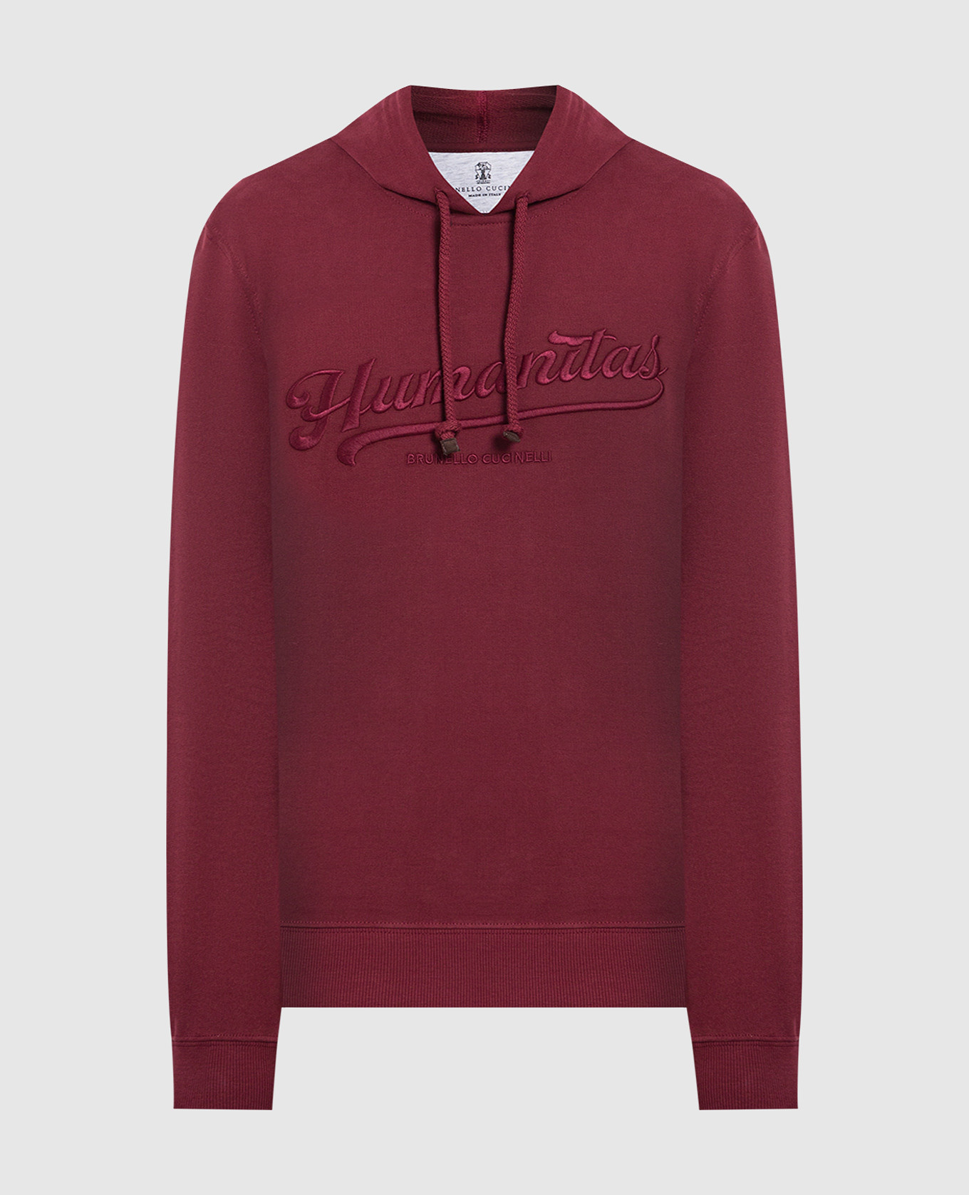

Burgundy hoodie with logo embroidery Brunello Cucinelli, Бордовый